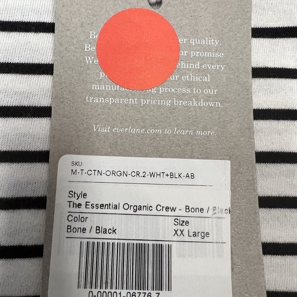 Everlane T-Shirt Essential Organic Crew Neck Pullover Stripe Black White Men XXL - Picture 5 of 11